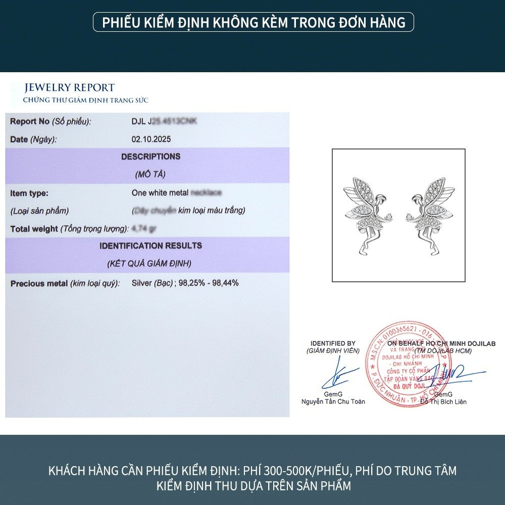 Bông tai bạc S925 hình nàng tiên đính đá zircon 5A