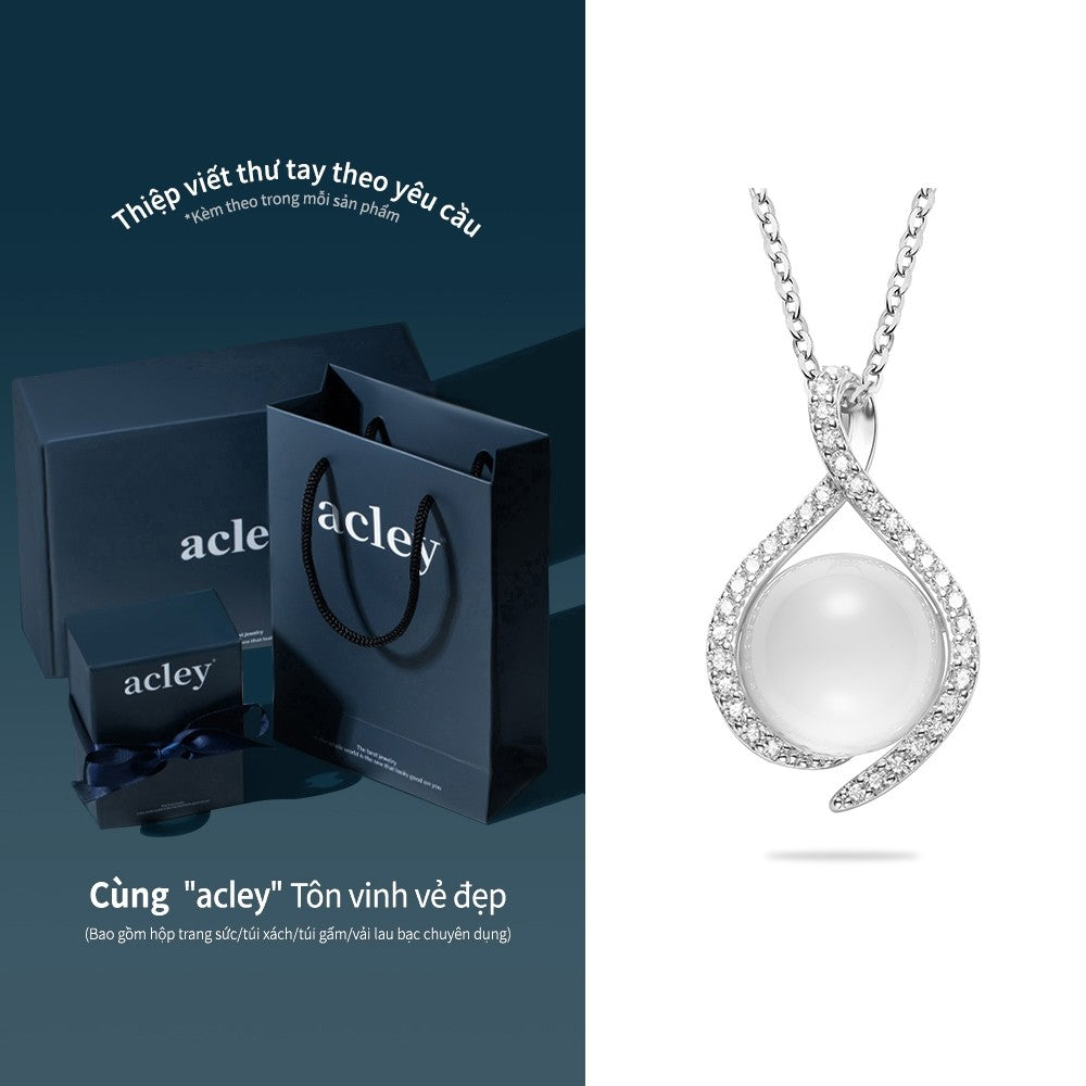 Dây chuyền bạc S925 mặt giọt nước đá mã não chalcedony