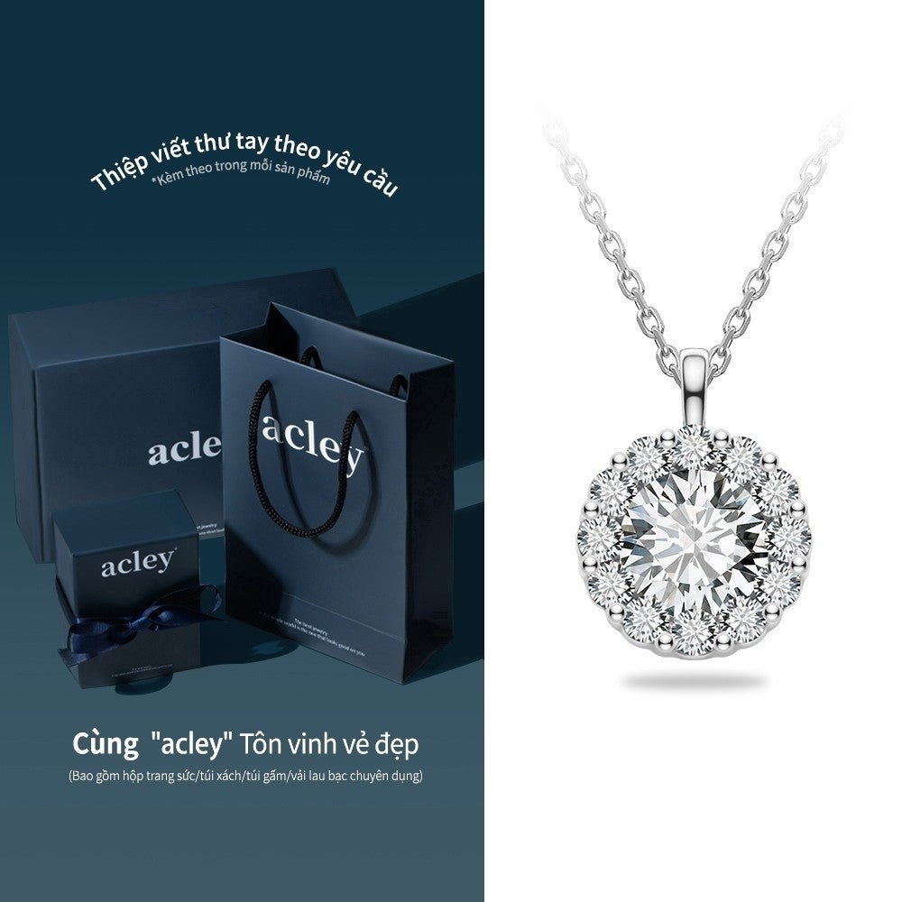 Dây chuyền bạc S925 mặt tròn đính đá zircon 5A