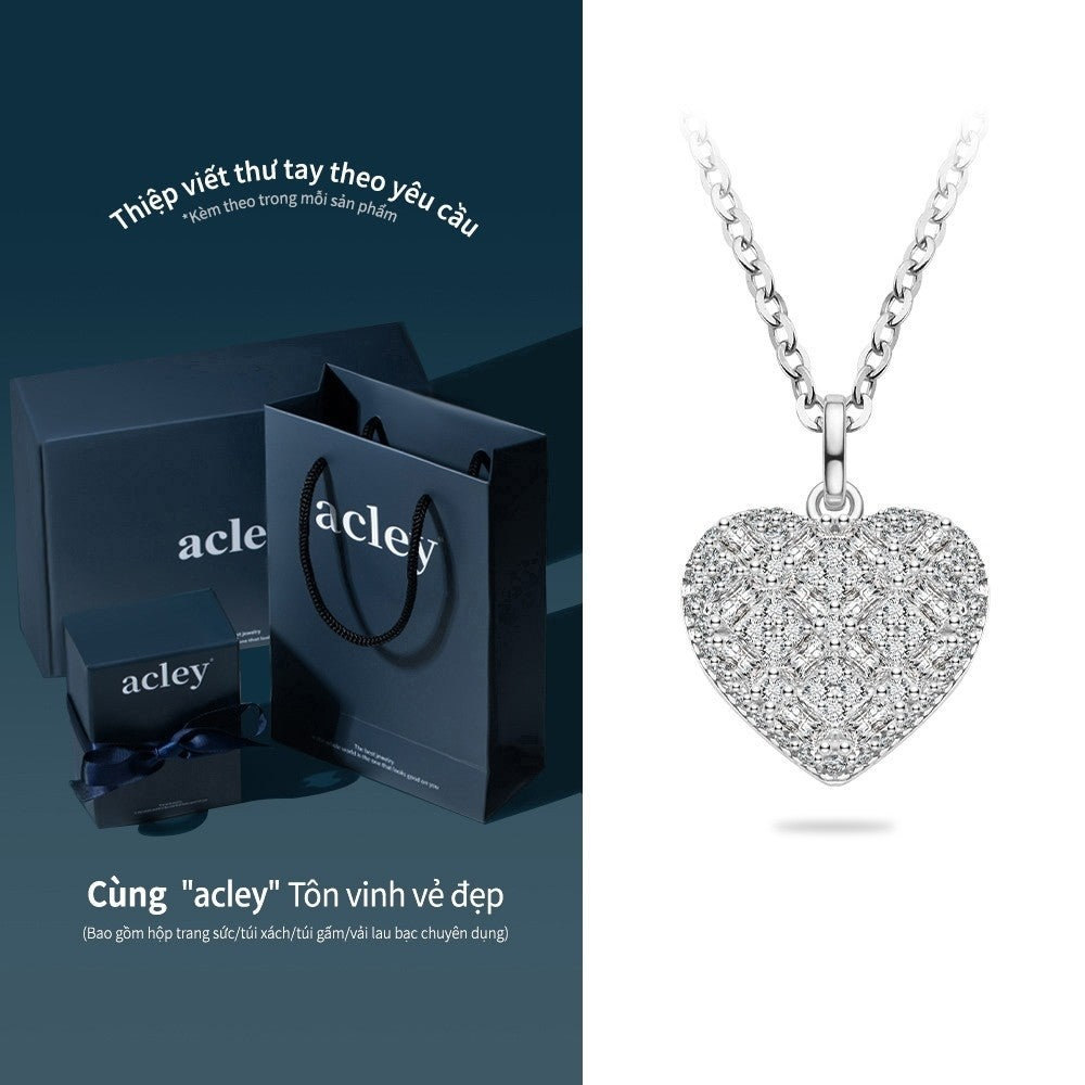 Dây chuyền bạc S925 hình trái tim đính đá zircon 5A