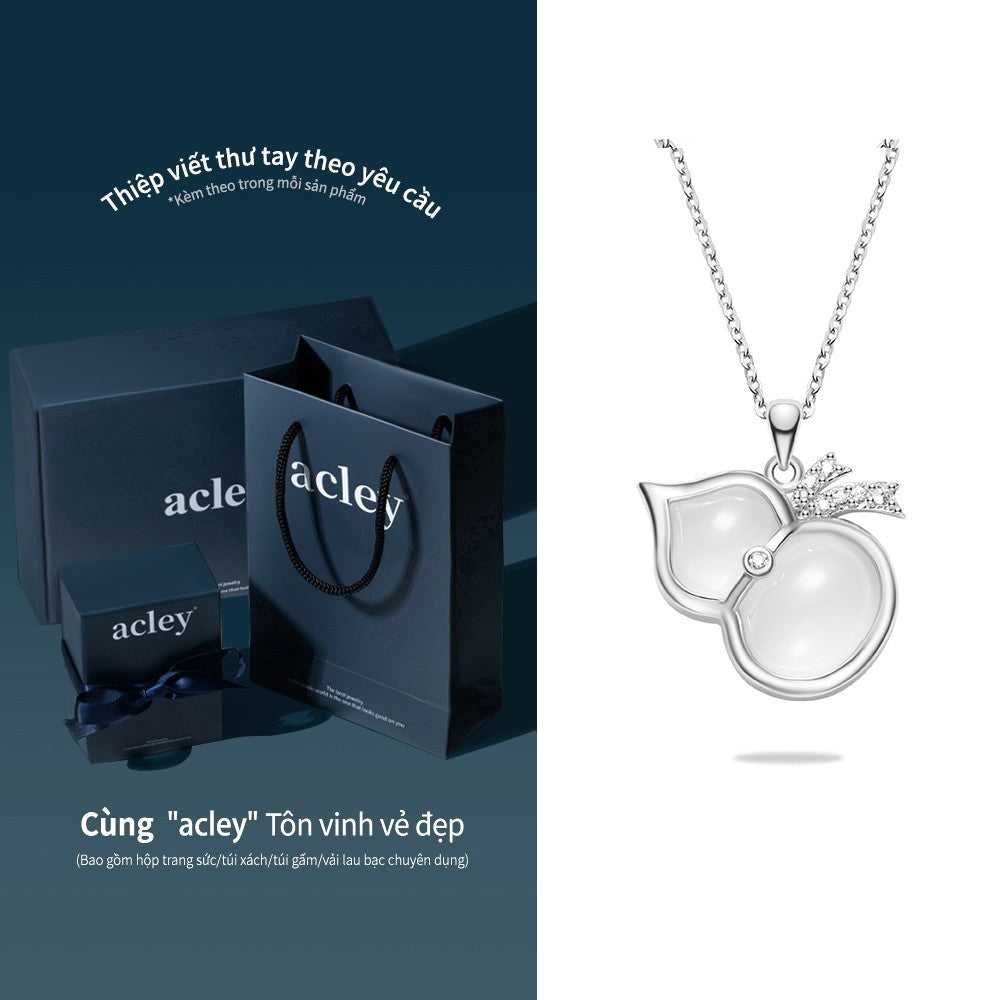 Dây chuyền bạc S925 mặt quả lựu mã não trắng đính đá zircon 5A