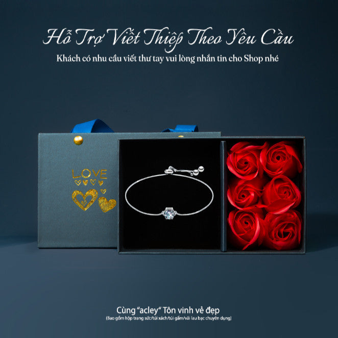 Lắc tay bạc S925 đính đá Moissanite hình ngôi sao