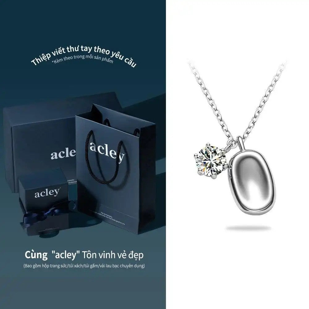 Dây chuyền bạc S925 mặt oval đính đá Moissanite