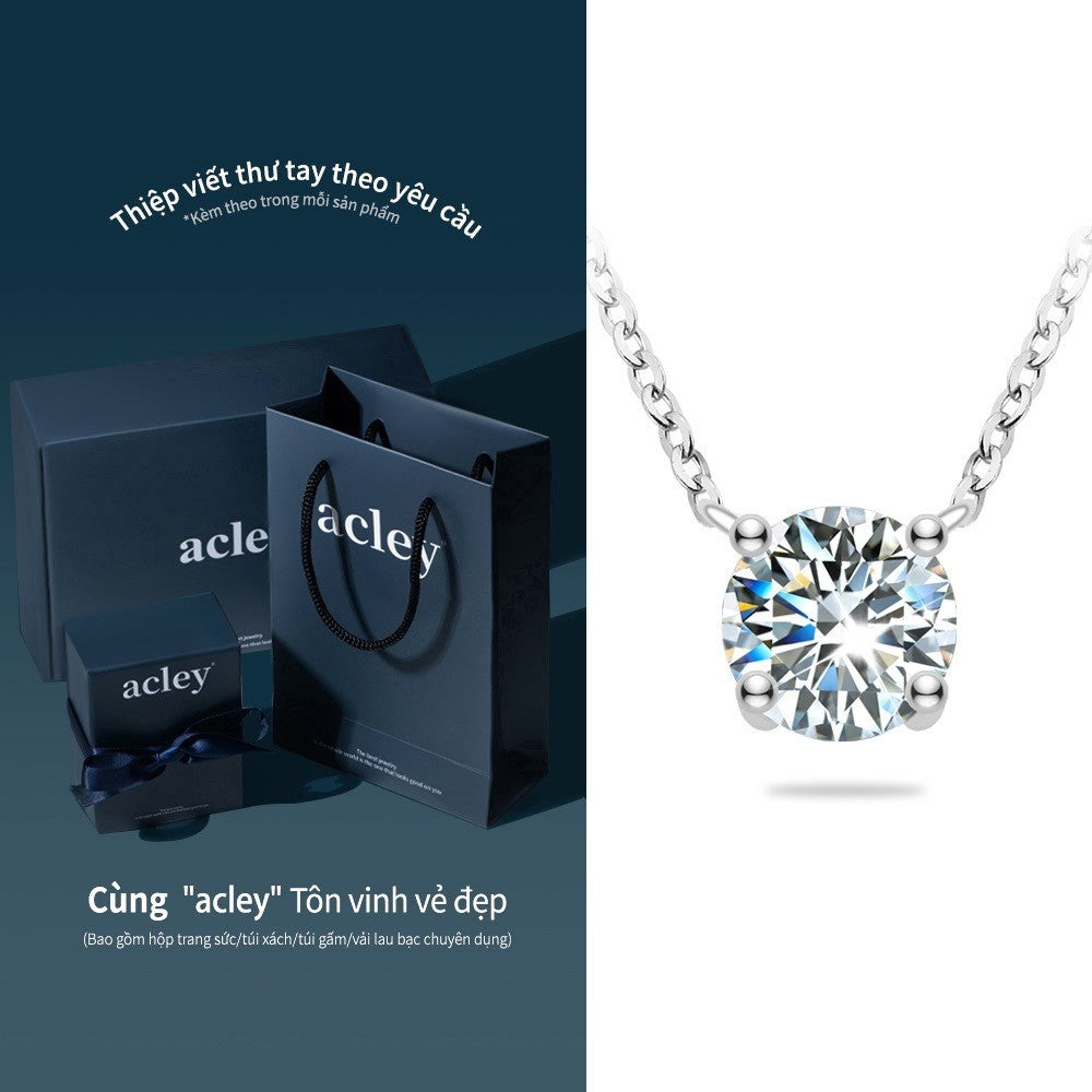 Dây chuyền bạc S925 đính đá Moissanite tròn