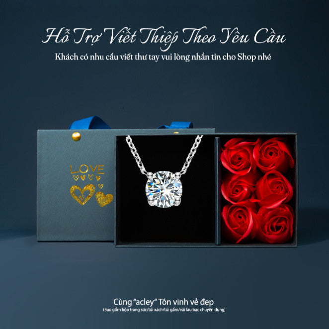 Dây chuyền bạc S925 đính đá Moissanite tròn