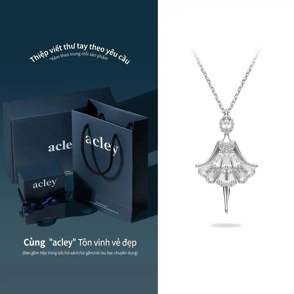 Dây chuyền bạc S925 hình vũ công ballet đính đá zircon 5A