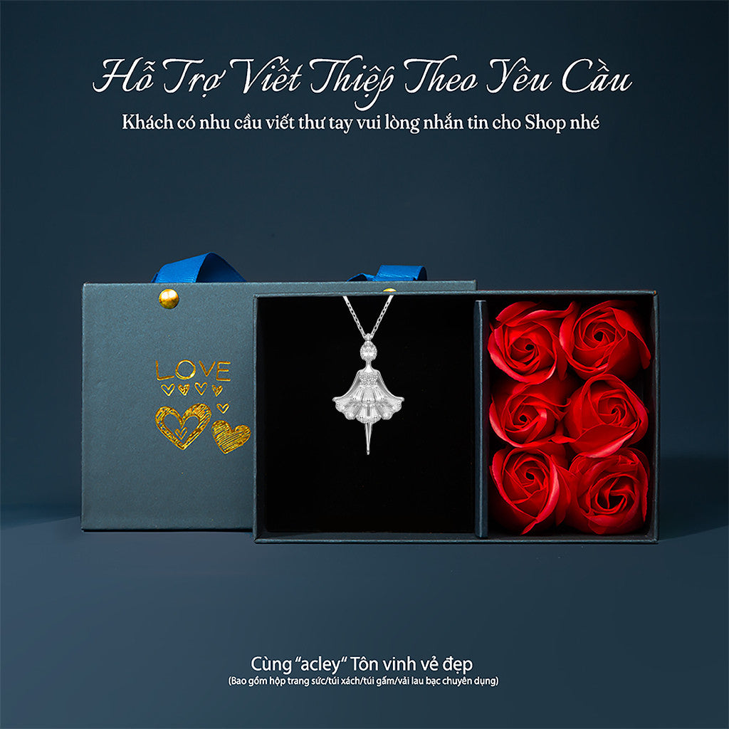Dây chuyền bạc S925 hình vũ công ballet đính đá zircon 5A
