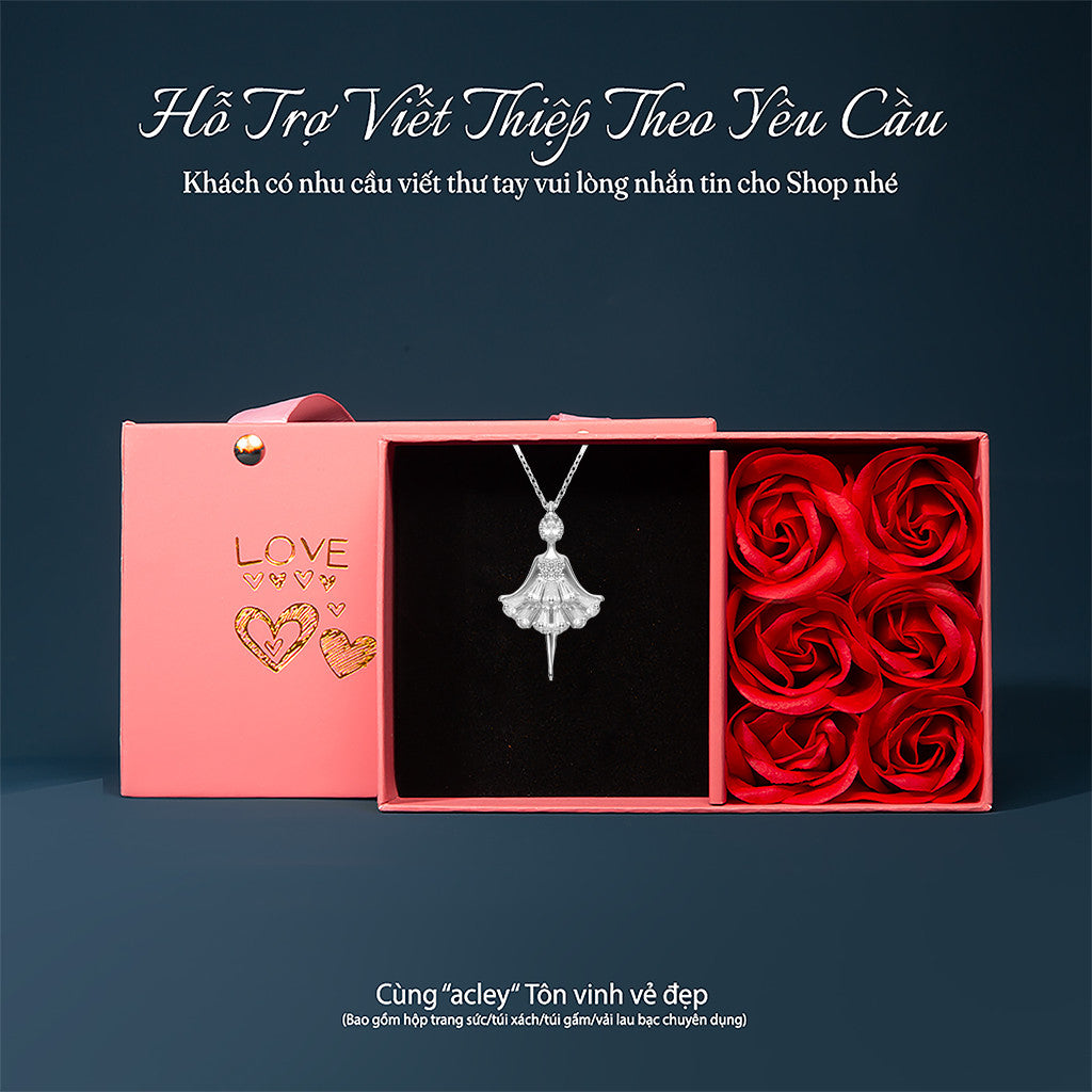 Dây chuyền bạc S925 hình vũ công ballet đính đá zircon 5A