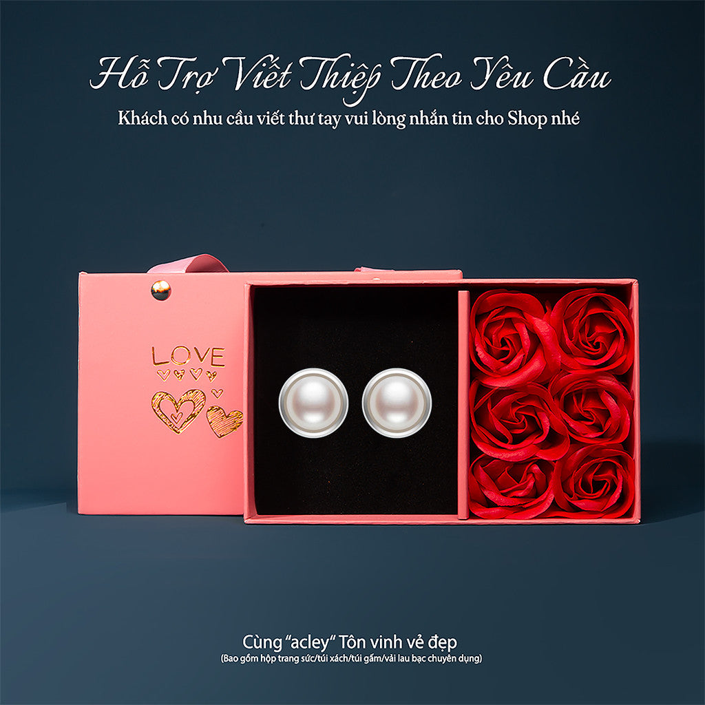 Bông tai bạc S925 ngọc trai nước ngọt dáng tròn