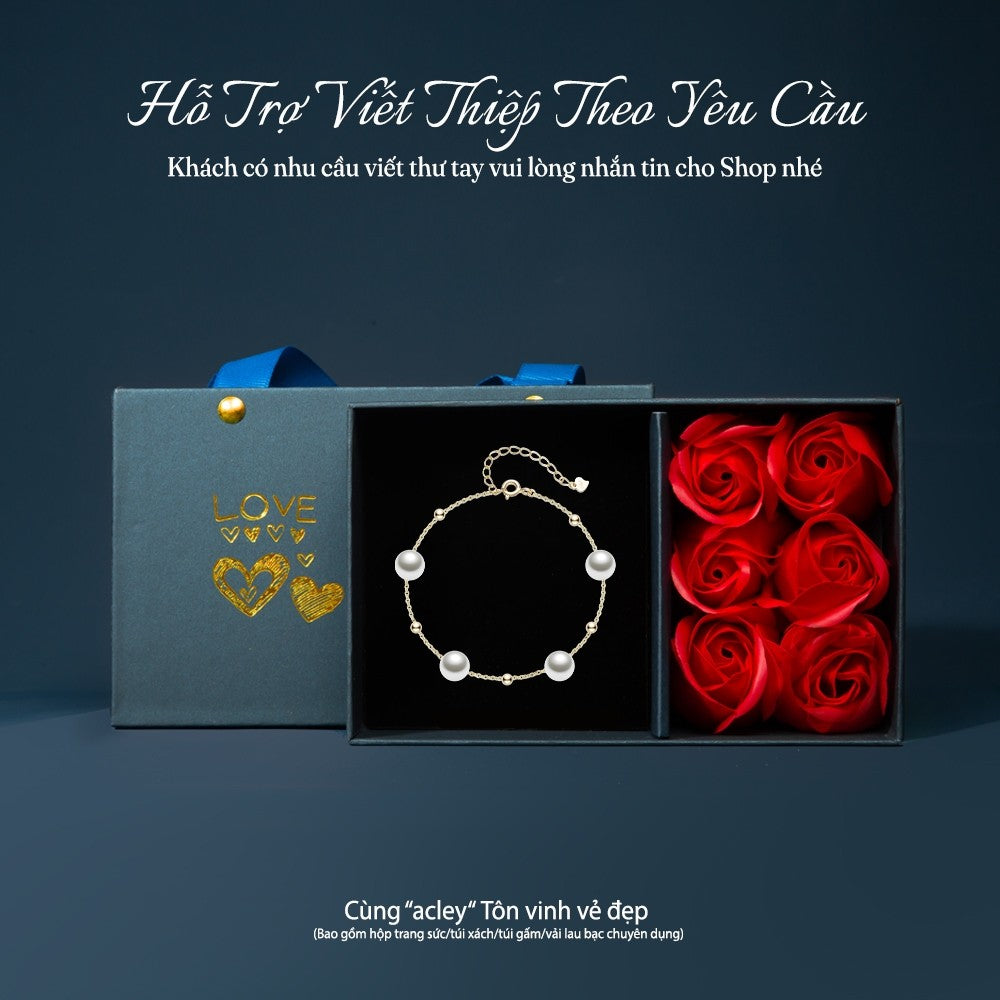 Lắc tay bạc S925 đính ngọc trai thanh lịch