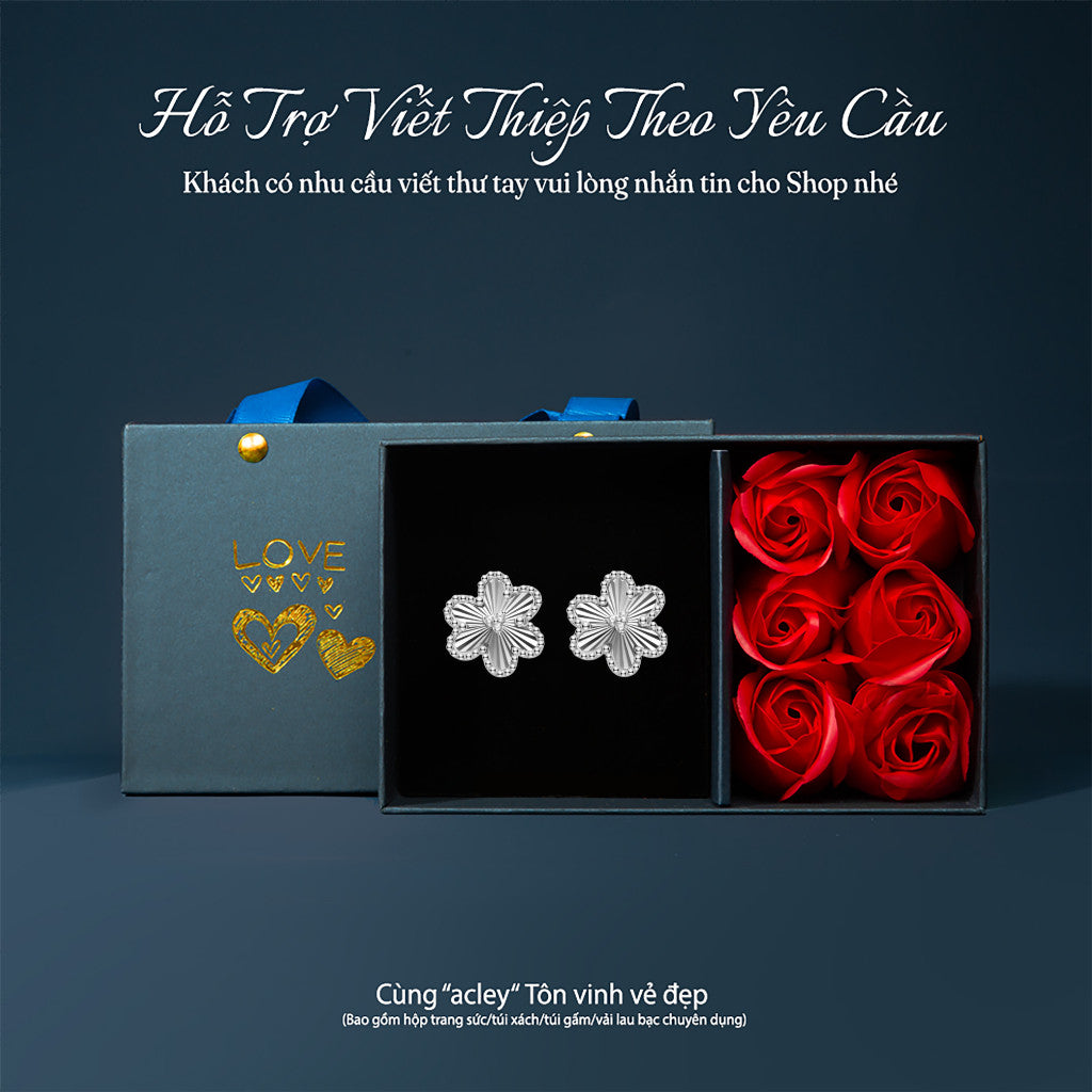 Bông tai nụ bạc S925 hình hoa năm cánh