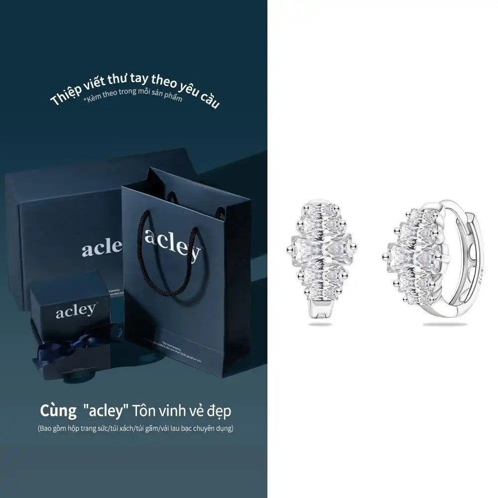 Bông tai vòng bạc S925 đính đá zircon 5A nhiều viên