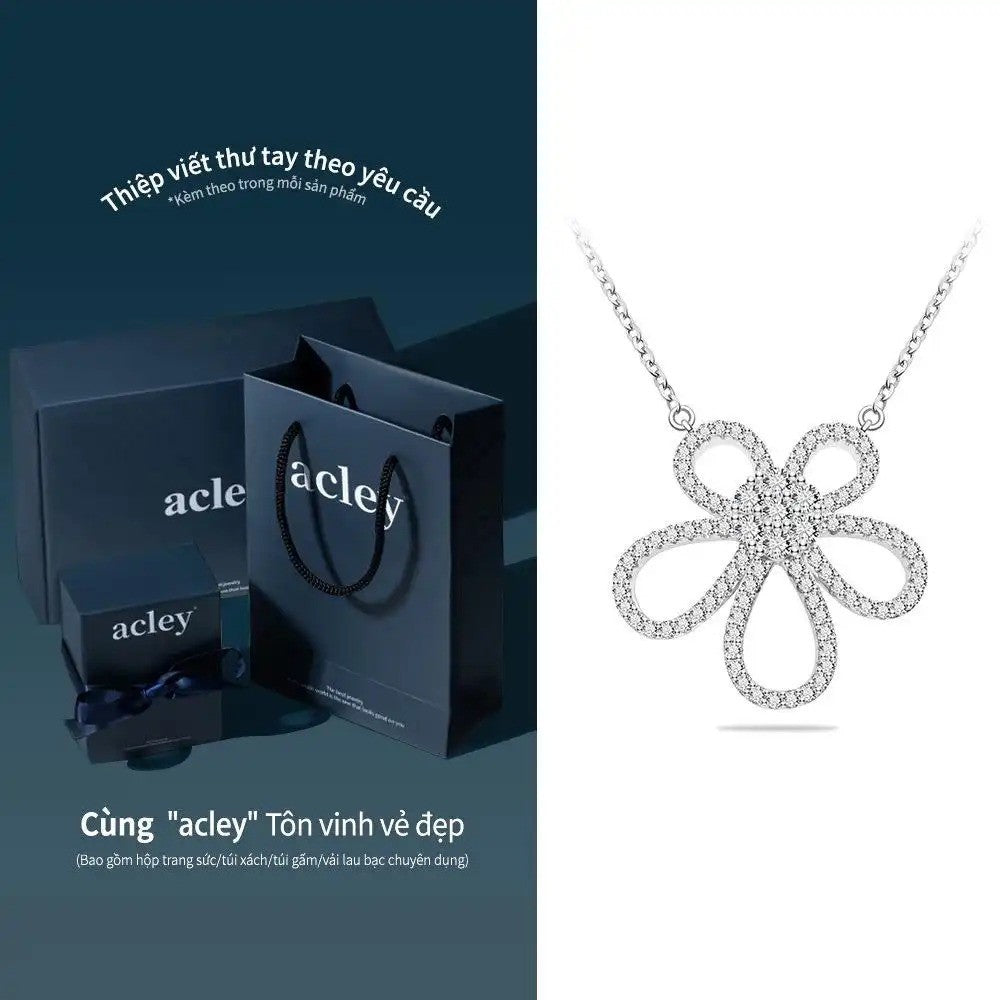 Dây chuyền bạc S925 hình hoa đính đá zircon 5A