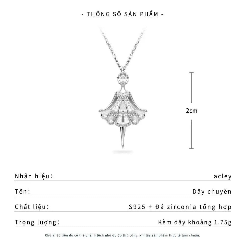 Dây chuyền bạc S925 hình vũ công ballet đính đá zircon 5A