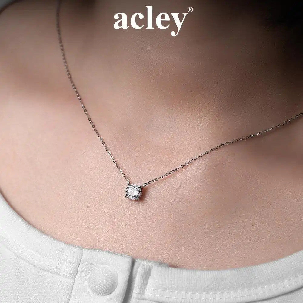 Dây chuyền bạc S925 đính đá Moissanite tròn