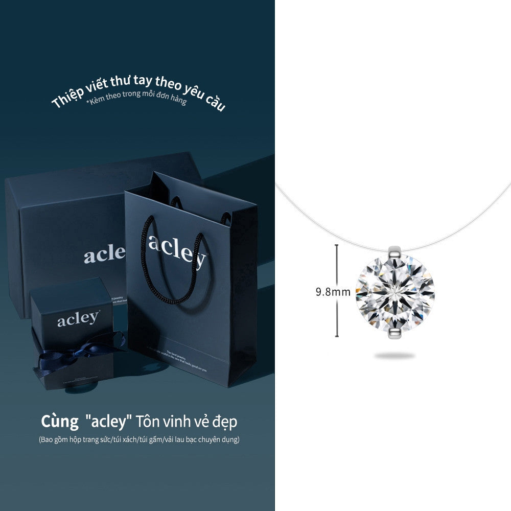 Dây chuyền bạc S925 đính 3 viên đá Moissanite tròn