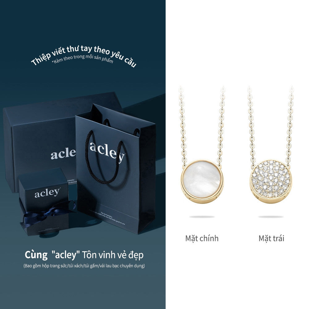 Dây chuyền bạc S925 mặt tròn xà cừ trắng chữ BEAUTY