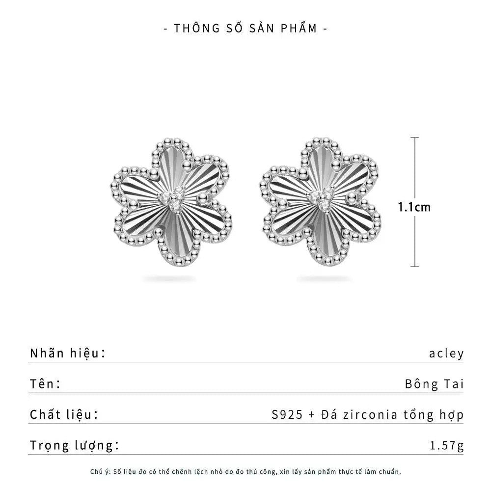 Bông tai nụ bạc S925 hình hoa năm cánh