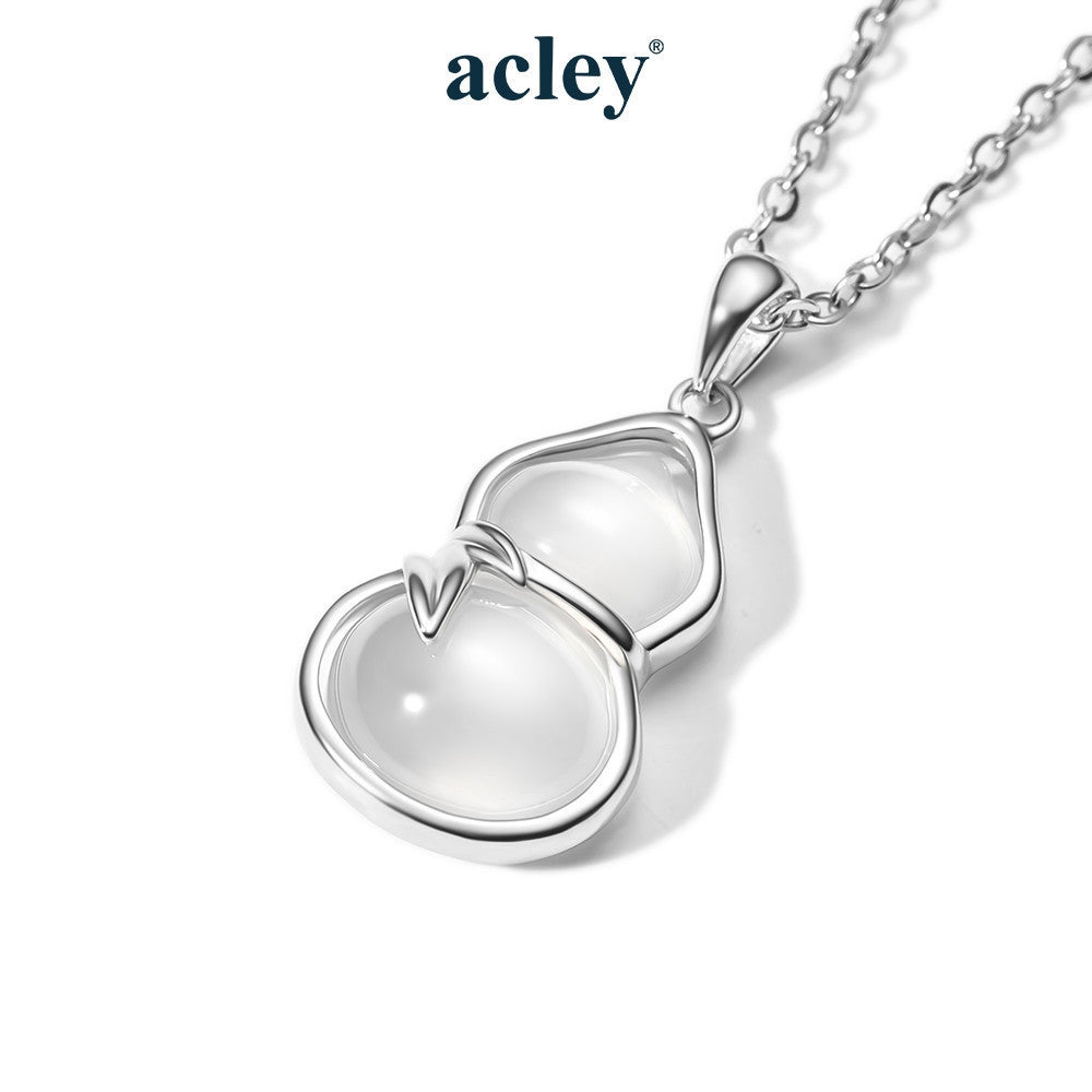 Dây chuyền bạc S925 mặt hồ lô đá mã não chalcedony