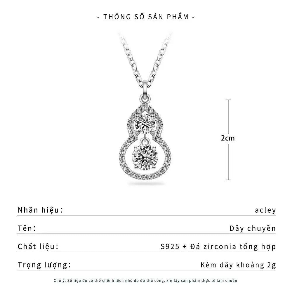 Dây chuyền bạc S925 mặt hồ lô đính đá zircon 5A