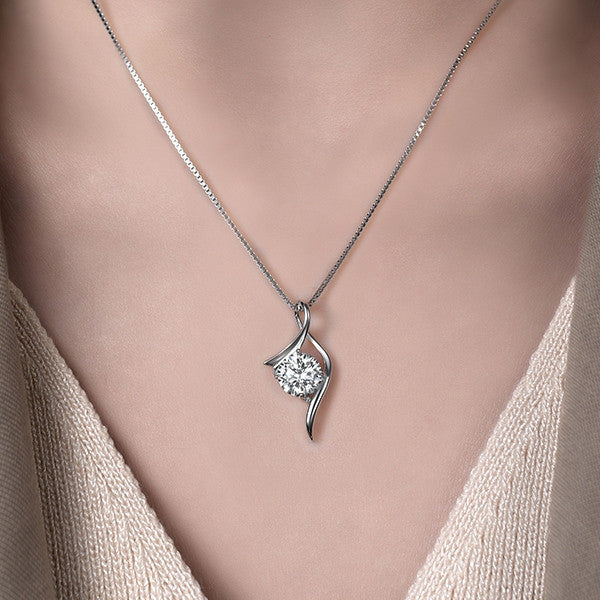 Dây chuyền bạc S925 đính đá Moissanite dáng lượn sóng