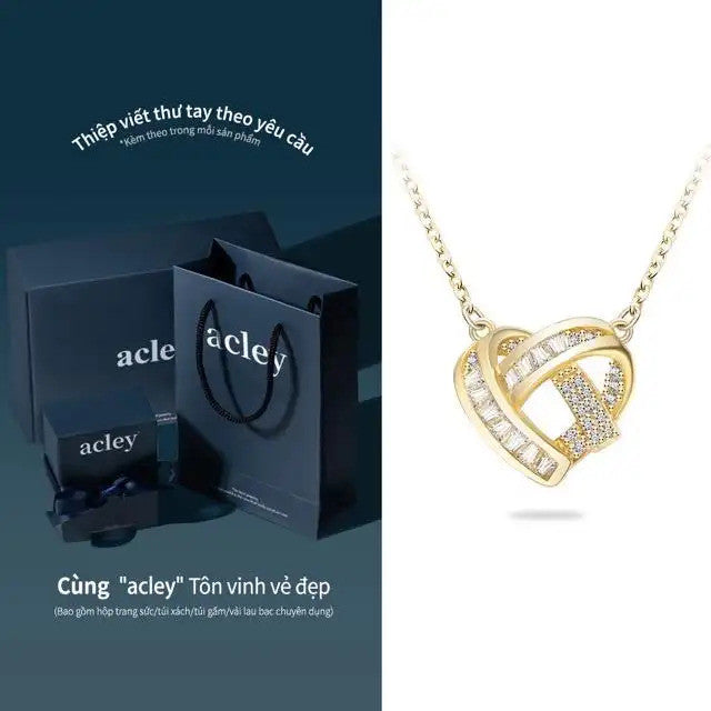 Dây chuyền bạc S925 mặt trái tim cách điệu đính đá zircon 5A
