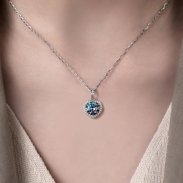 Dây chuyền bạc S925 mặt trái tim đính đá Moissanite