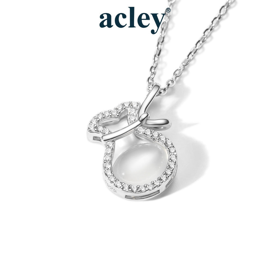 Dây chuyền bạc S925 mặt trái táo đá mã não chalcedony