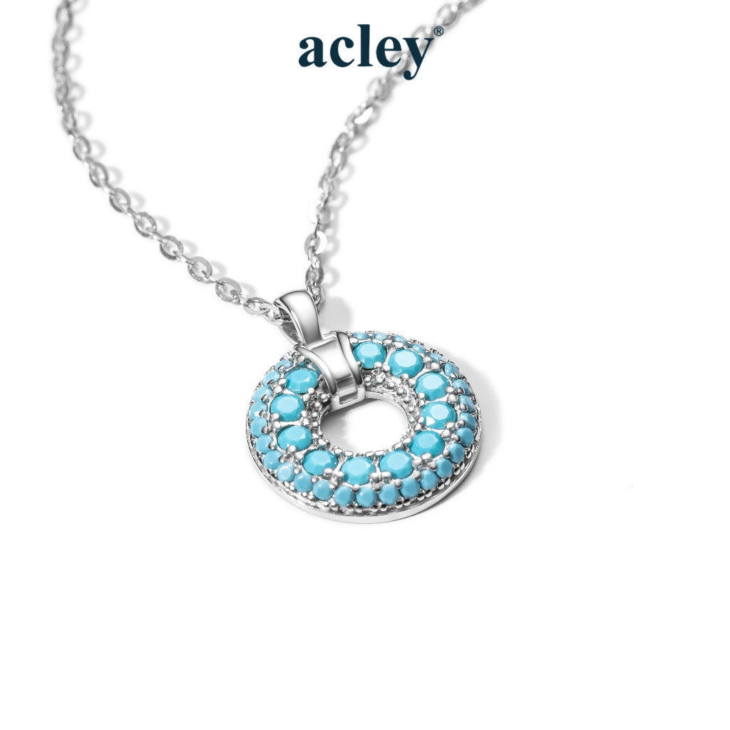Dây chuyền bạc S925 mặt tròn đá turquoise