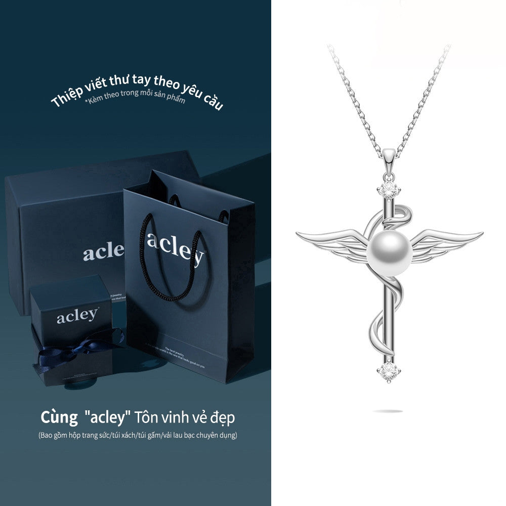 Dây chuyền bạc S925 thiên thần ngọc trai nước ngọt đính đá zircon 5A