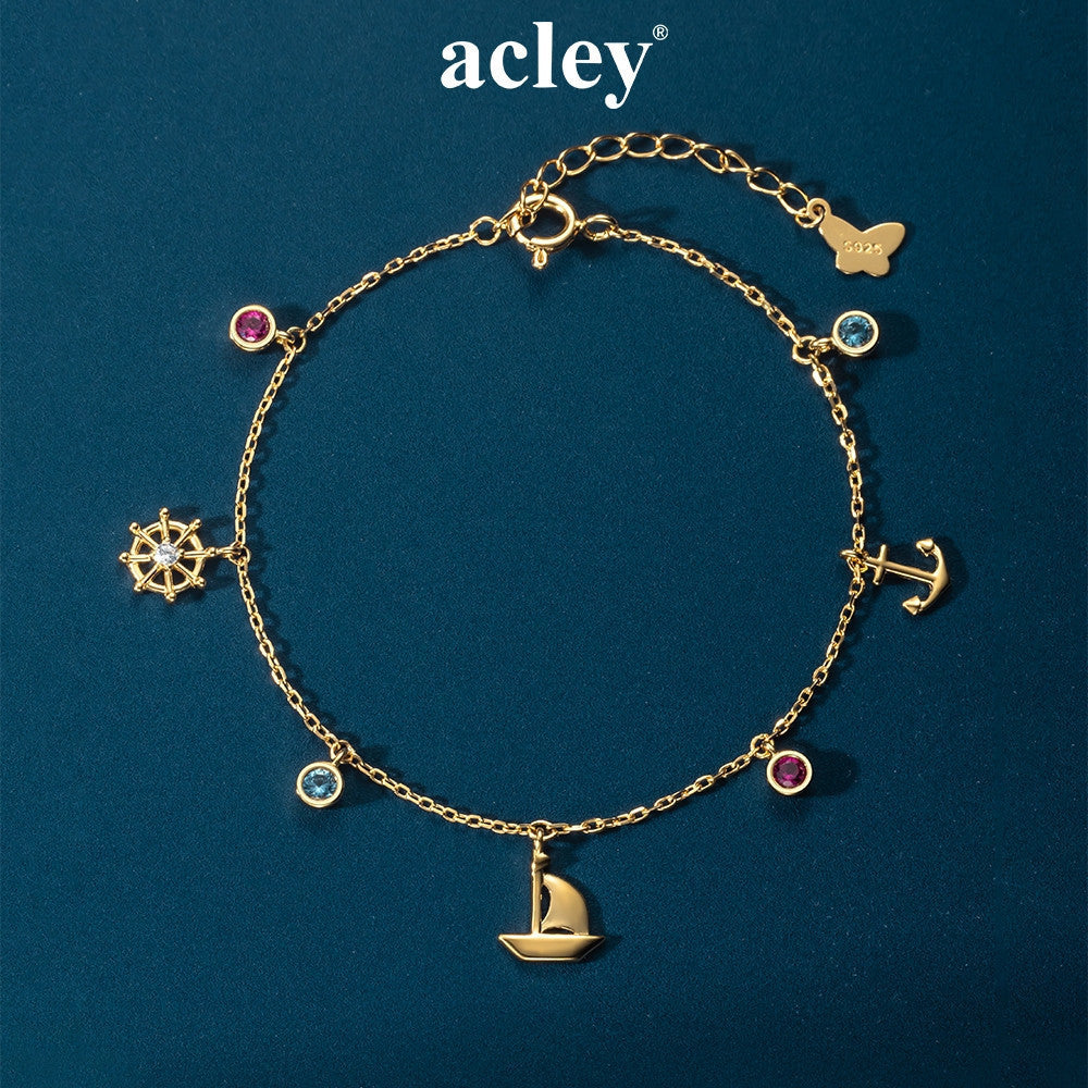 Lắc tay bạc S925 charm trụ đỏ đen