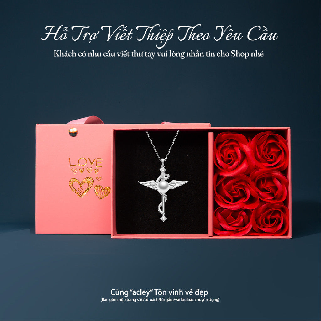 Dây chuyền bạc S925 thiên thần ngọc trai nước ngọt đính đá zircon 5A