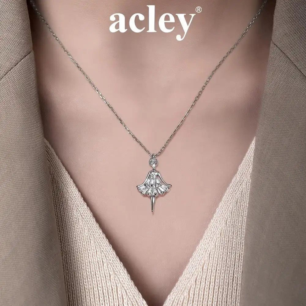 Dây chuyền bạc S925 hình vũ công ballet đính đá zircon 5A