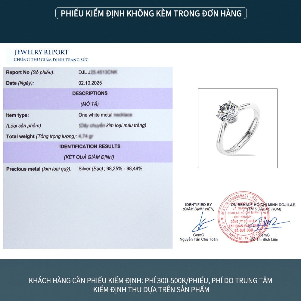 Nhẫn bạc S925 dáng uốn lượn đính đá Moissanite