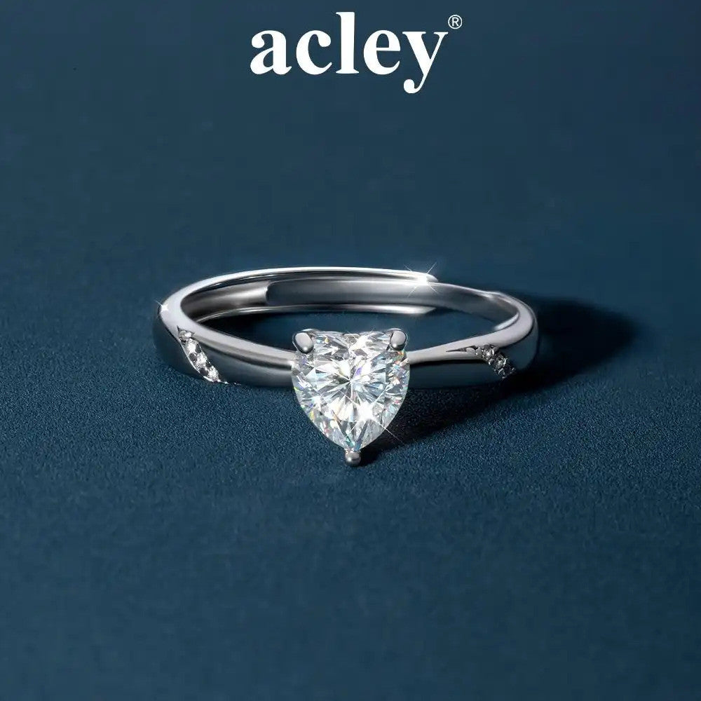 Nhẫn bạc S925 đính đá Moissanite hình trái tim