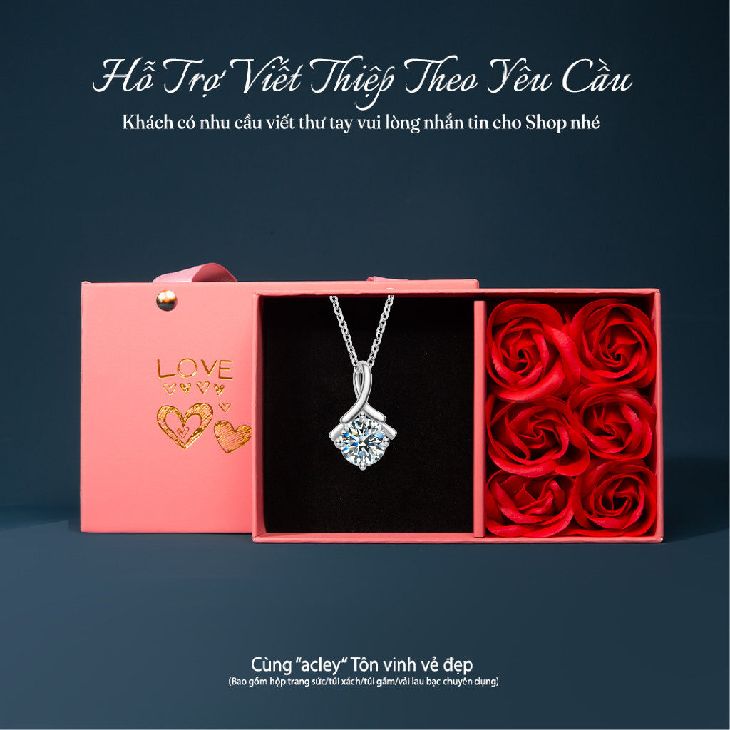 Dây chuyền bạc S925 đính đá Moissanite dáng xoắn