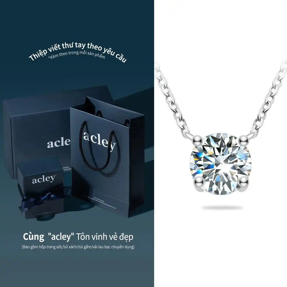 Dây chuyền bạc S925 đính đá Moissanite tròn