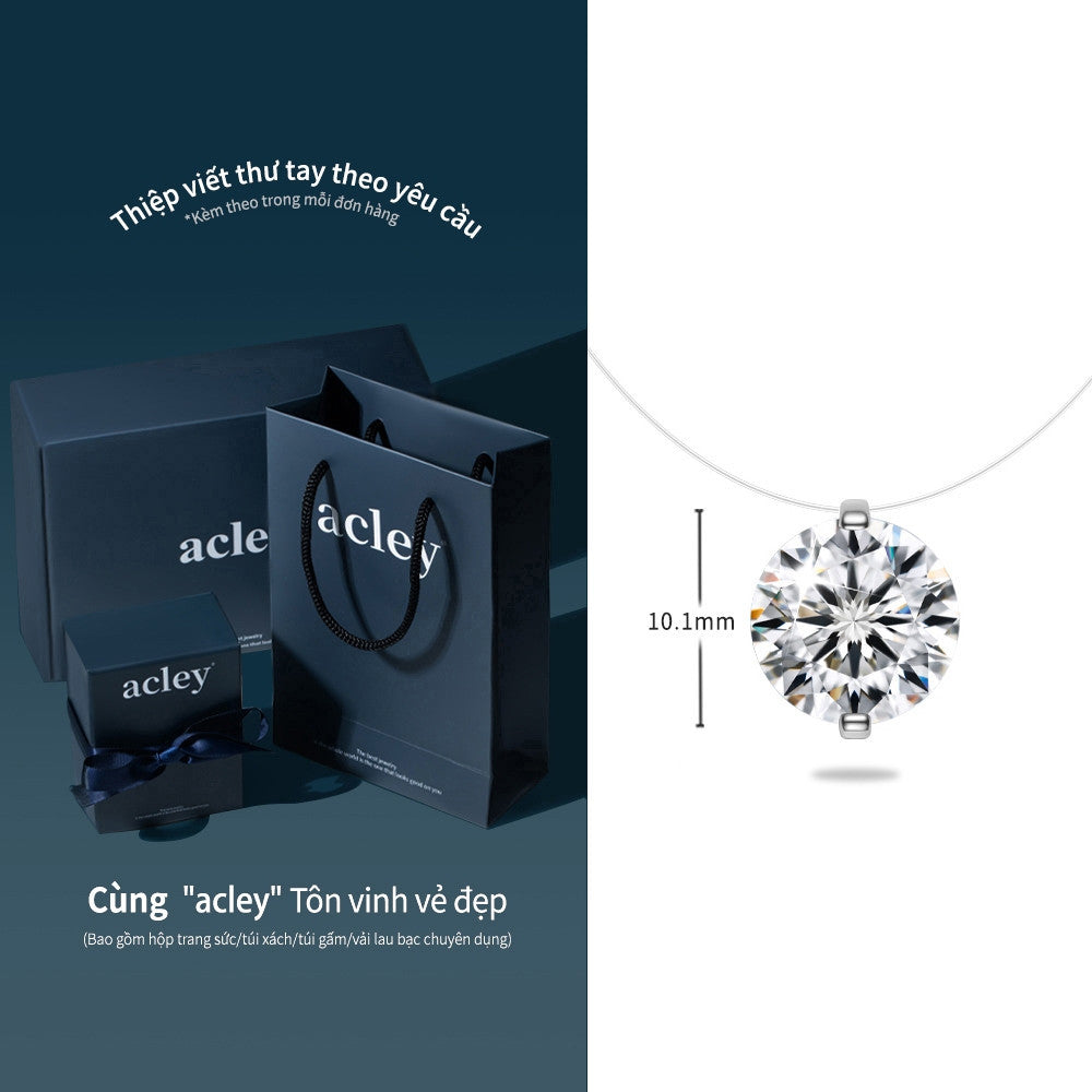 Dây chuyền bạc S925 đính 3 viên đá Moissanite tròn