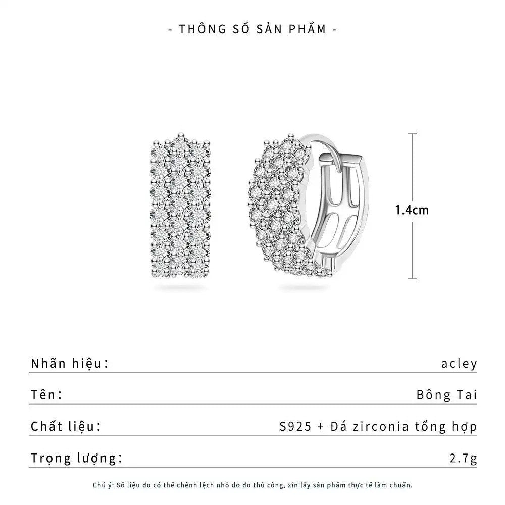 Bông tai vòng bạc S925 đính đá zircon 5A nhiều hàng