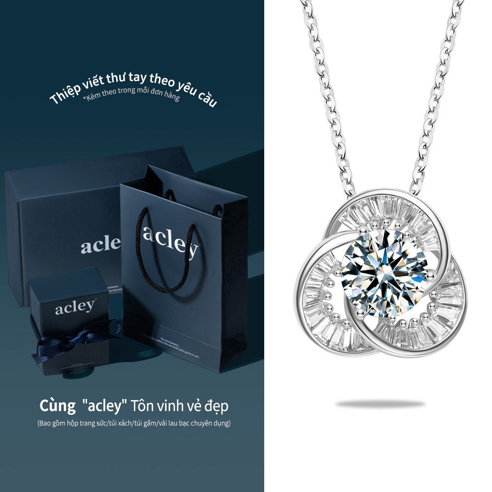 Dây chuyền bạc S925 mặt giọt nước đính đá Moissanite