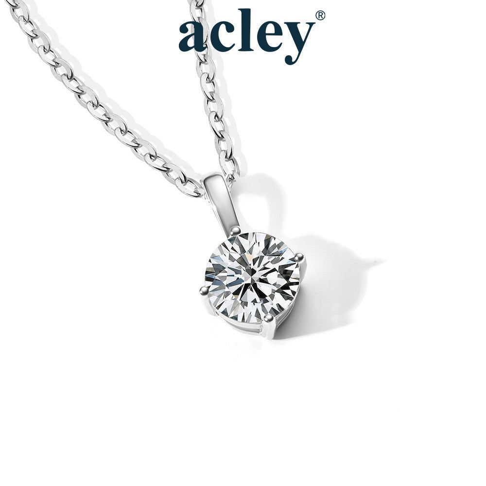 Dây chuyền bạc S925 đính đá Moissanite tròn bốn chấu