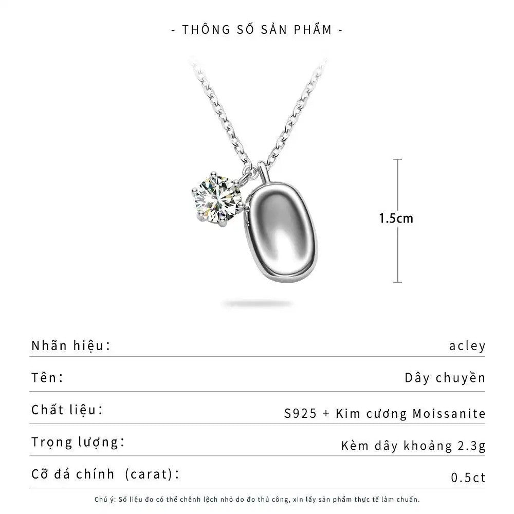Dây chuyền bạc S925 mặt oval đính đá Moissanite