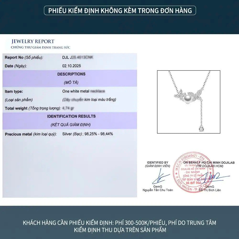 Dây chuyền bạc S925 hoa lá ngọc trai nước ngọt đính đá zircon 5A