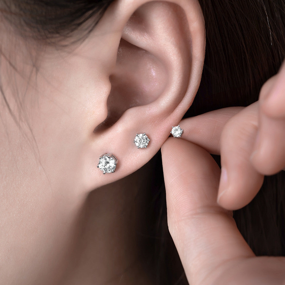 Bộ 3 đôi bông tai nụ bạc S925 đính đá zircon 5A nhiều kích cỡ
