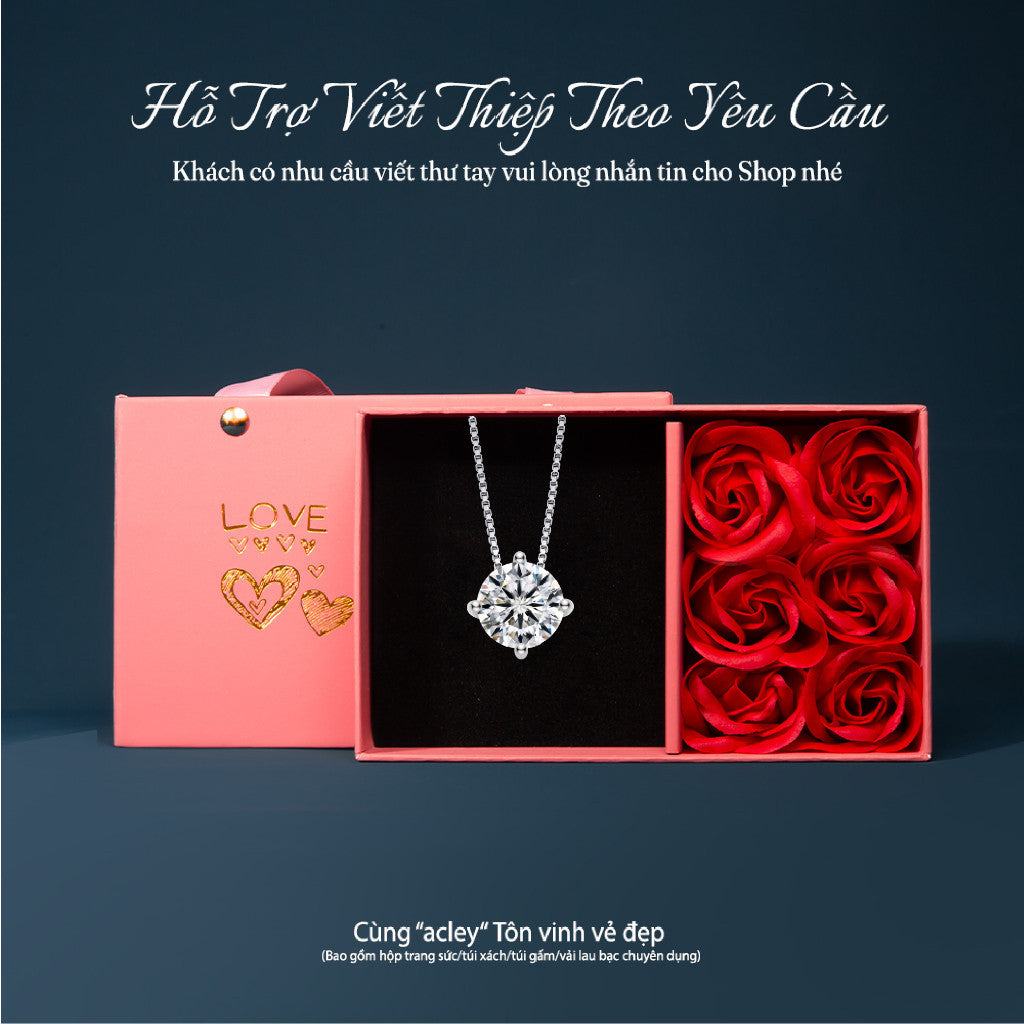 Dây chuyền bạc S925 đính đá Moissanite bốn chấu