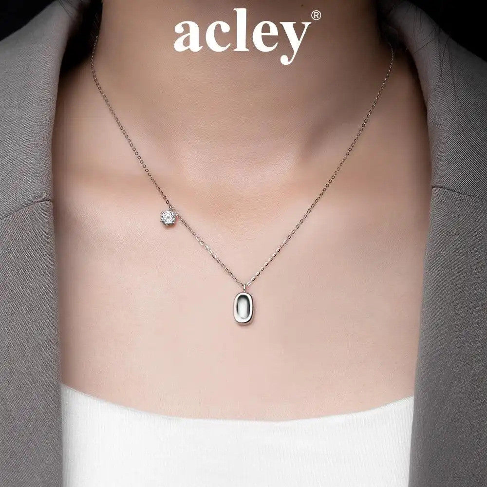 Dây chuyền bạc S925 mặt oval đính đá Moissanite