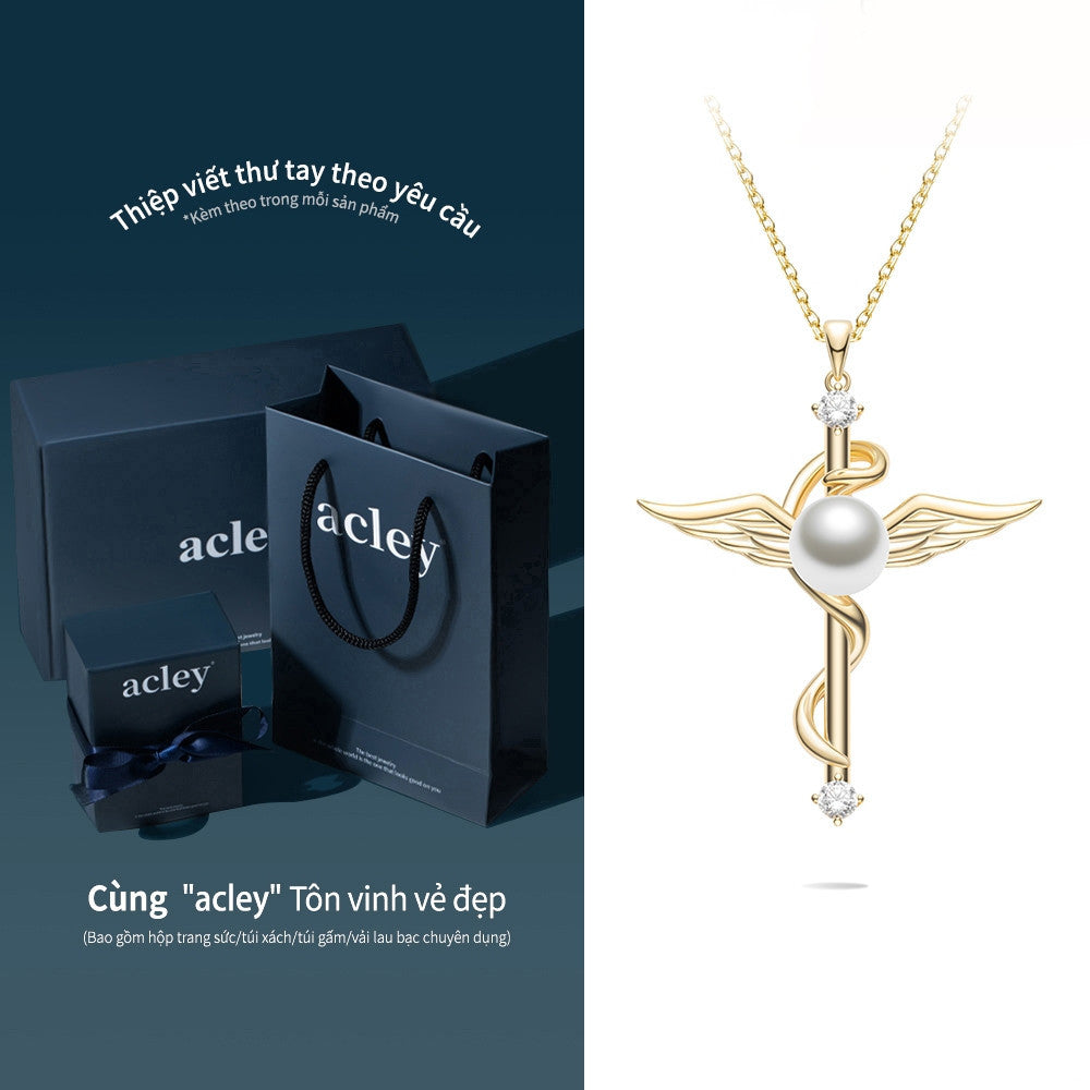 Dây chuyền bạc S925 thiên thần ngọc trai nước ngọt đính đá zircon 5A