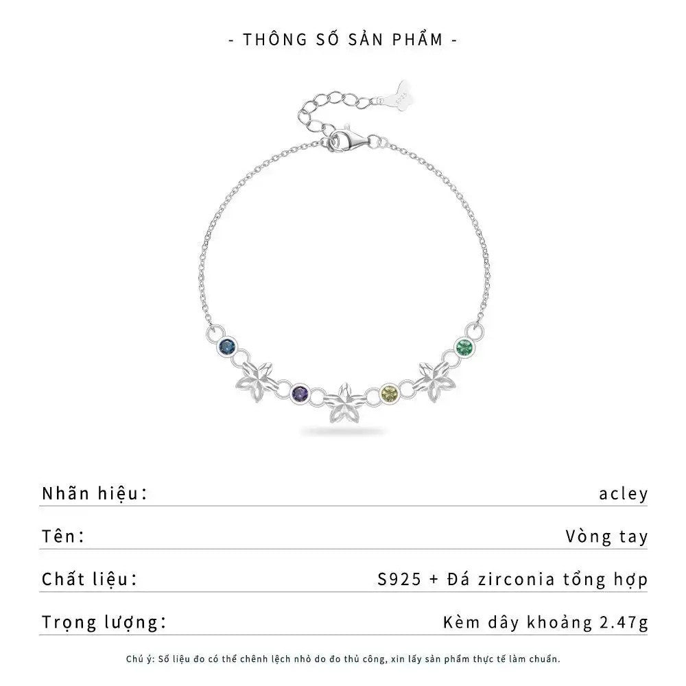 Lắc tay bạc S925 hình hoa đính đá zircon 5A nhiều màu