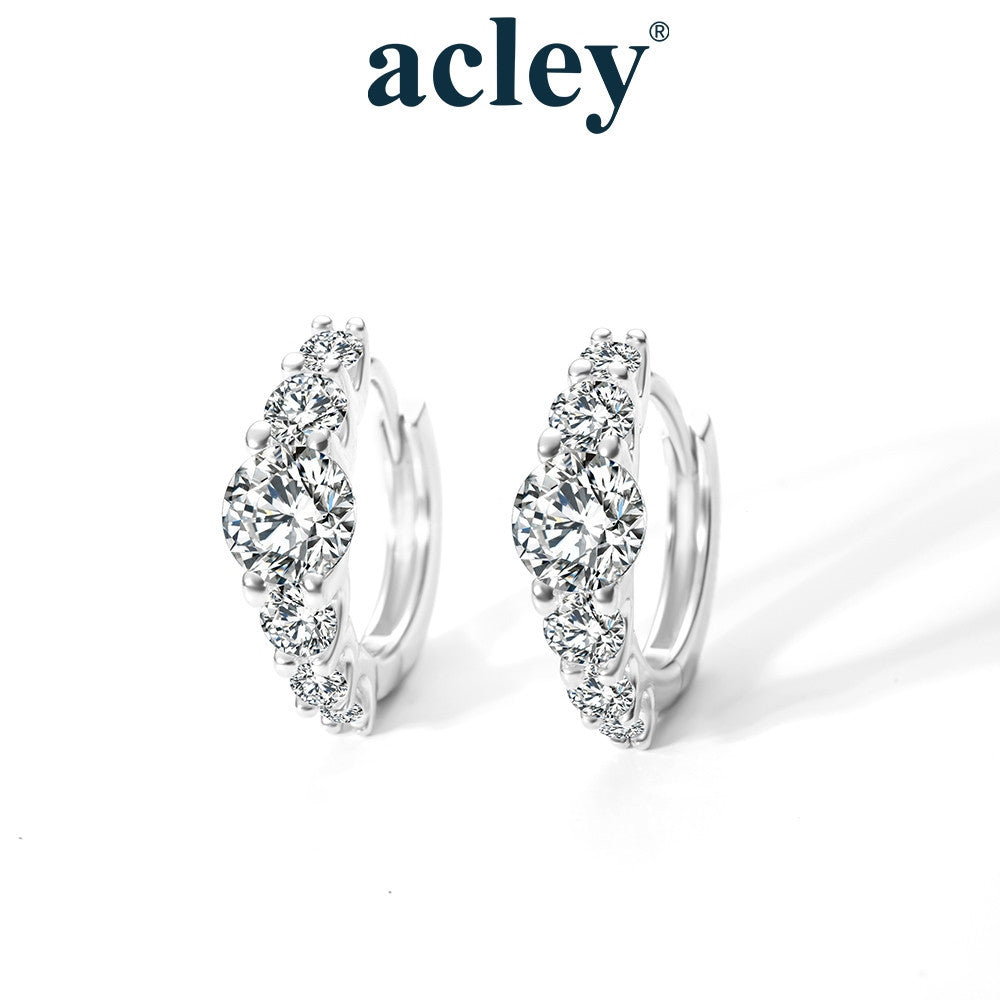Bông tai vòng bạc S925 đính đá Moissanite viên chủ