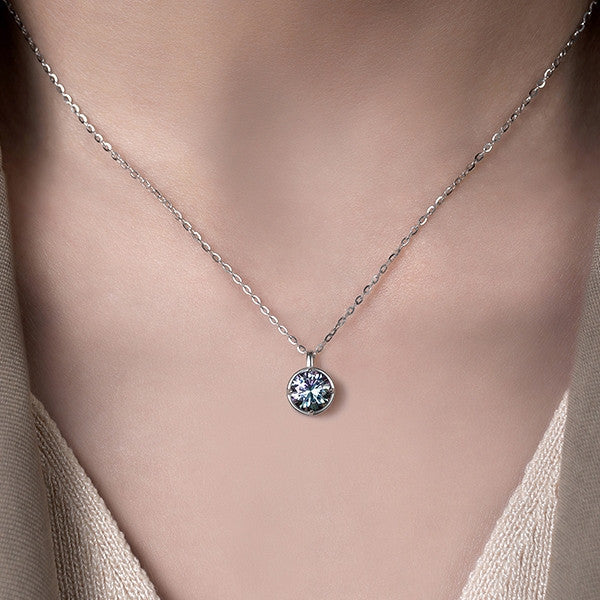 Dây chuyền bạc S925 đính đá Moissanite viên tròn